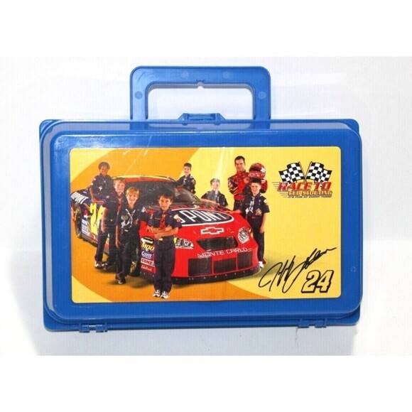 Race To Cub Scouting Jeff Gordon #24 Plastic Crayon Lunchbox Dupont Nascar Chevy - Picture 2 of 8